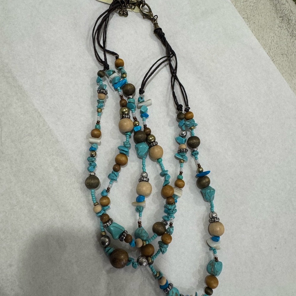 Bohemian Turquoise and Brown Beaded Necklace